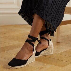 Castañer Carina Mid Wedge Canvas Espadrilles. 60 mm.  Black.  New in box.